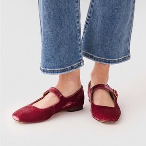 Sam Edelman Michaela Mary Jane Flat in Mauve velvet, 8 1/2